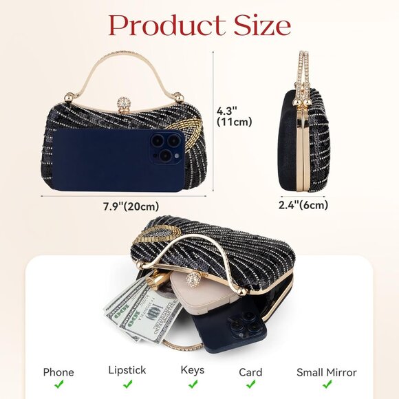 Spacious Peacock Design Evening Purse with Buckle Closure for Stylish Women - Picture 4 of 6